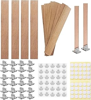 229 Pcs Wooden Candle Wicks Crackling Wicks 5.1 X 0.5 Inch 100 Natural Candle Wood Wicks with 49-51 pcs Stand Candle Cores for DIY Candle Making Craft Wooden Wicks for Candle Making Wood Wick