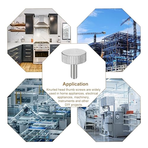 Miniatura 56 de uxcell Tornillos moleteados M3x10mm, 5 piezas de acero inoxidable 304 con cabeza moleteada plana totalmente roscada, tornillos de pulgar, pernos