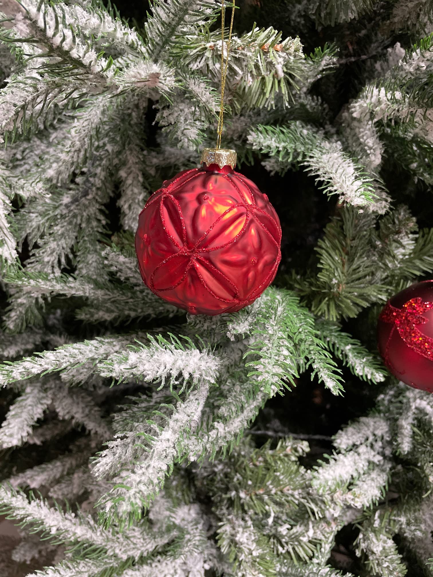 MC-Trend 12er Set edle Luxus Glas Weihnachtskugeln Ø 8cm Weihnachtsbaum Kugeln Christbaumkugeln Weihnachts Deko (ROT)