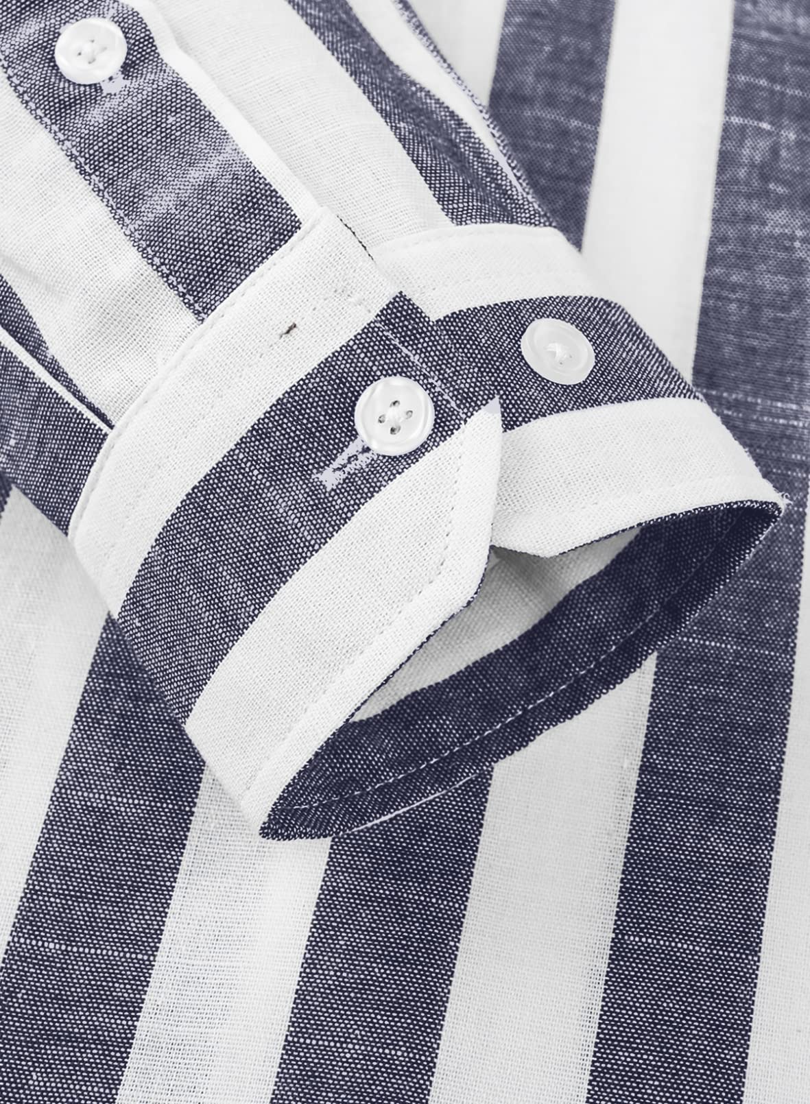 Meilicloth Camicia Uomo a Righe Cotone Manica Lunga Casual Lino Trama Western Regular Fit