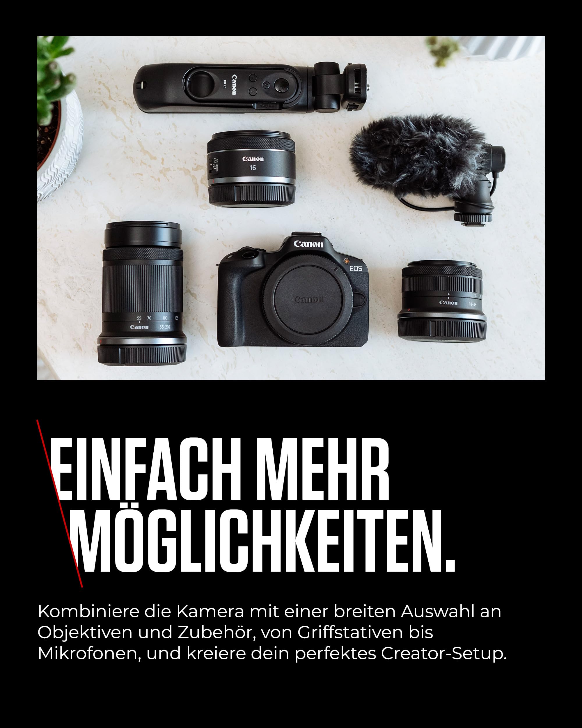 Canon EOS R50 Systemkamera + RF-S 18-45mm + RF 75-300mm Doppelzoom Kit, Spiegellose Digitalkamera mit Autofokus, 4K Video, Schwarz