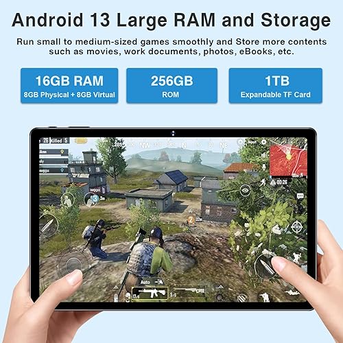 Miniatura 4 de Tableta Android 13 de 11 pulgadas con 16 GB de RAM 256 GB ROM 1TB Expand, pantalla 2K 2000 x 1200, Octa-Core, cámara triple de 13 MP, 8600 mAh,