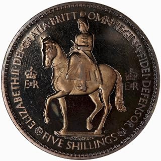 1953 I Crown Coin Issued In Honor of Queen Elizabeth II Ascension To The Throne. Queens Coronation Issue. 5 Shilling Coin (Crown) by Seller Circulated Condition