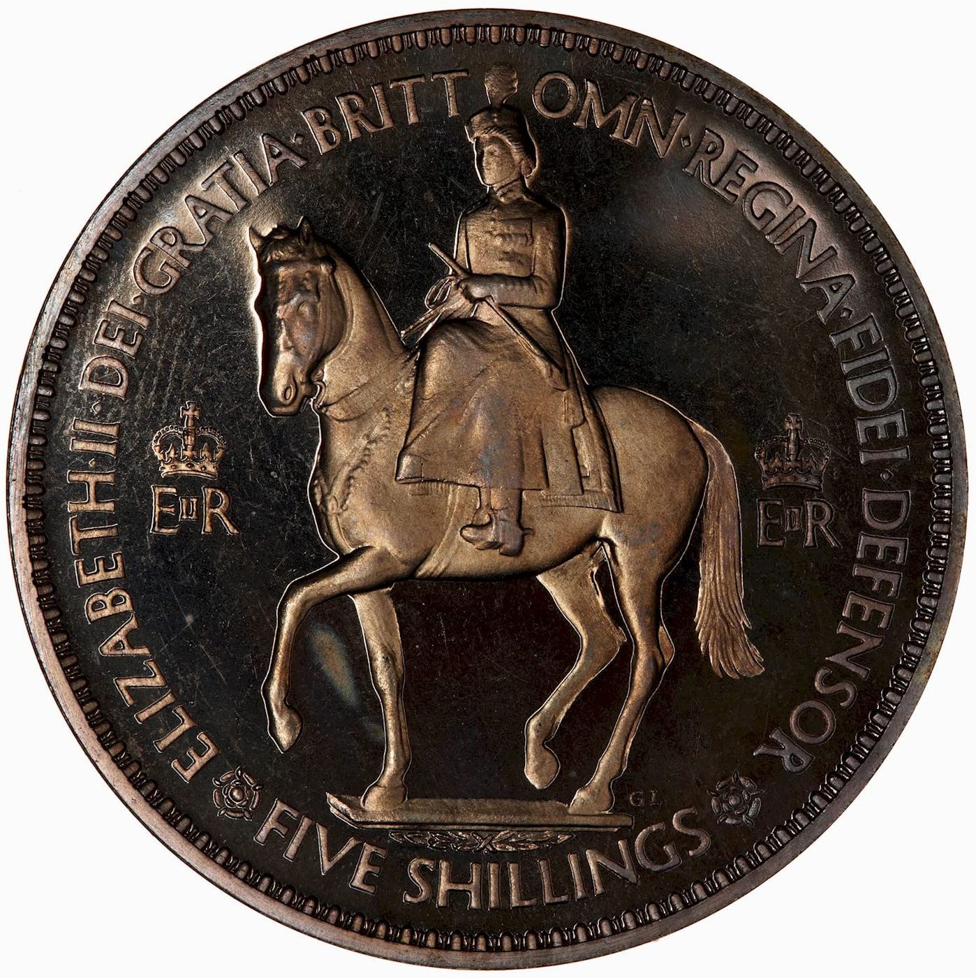 1953 I Crown Coin Issued In Honor of Queen Elizabeth II Ascension To The Throne. Queens Coronation Issue. 5 Shilling Coin (Crown) by Seller Circulated Condition