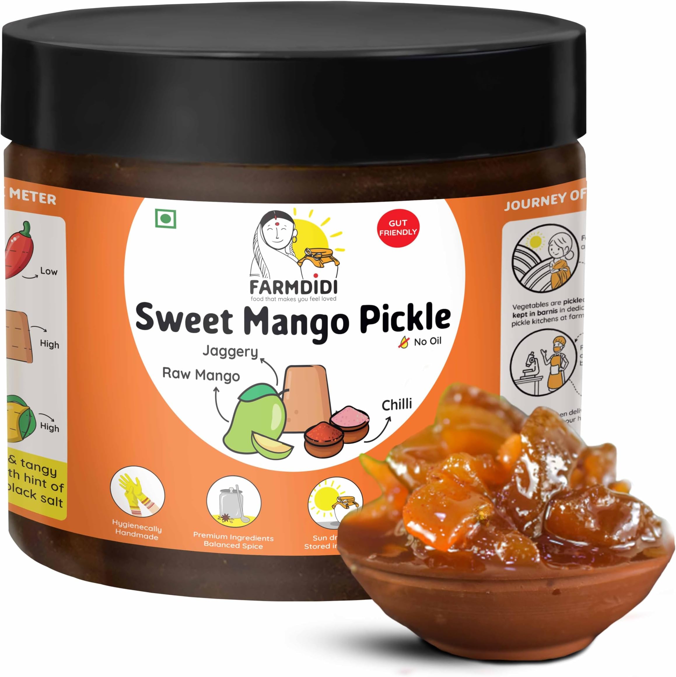 FarmDidi Sweet Mango Jaggery Cucumber 350g Aam ka Meetha Aachar Authentic Flavor Fresh Preserved Ghar Ka Aachar No Preservatives Sweet & Spicy Oil Free Homemade Mango Cucumber