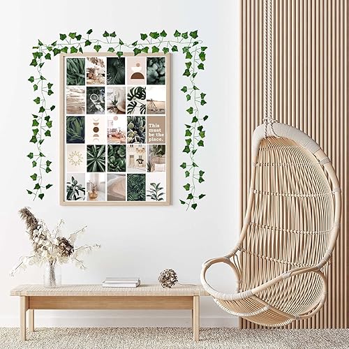 Miniatura 6 de 60 piezas de decoración estética de habitación con vides de hiedra, kit de collage de pared retro, registros estéticos retro, decoración de pared