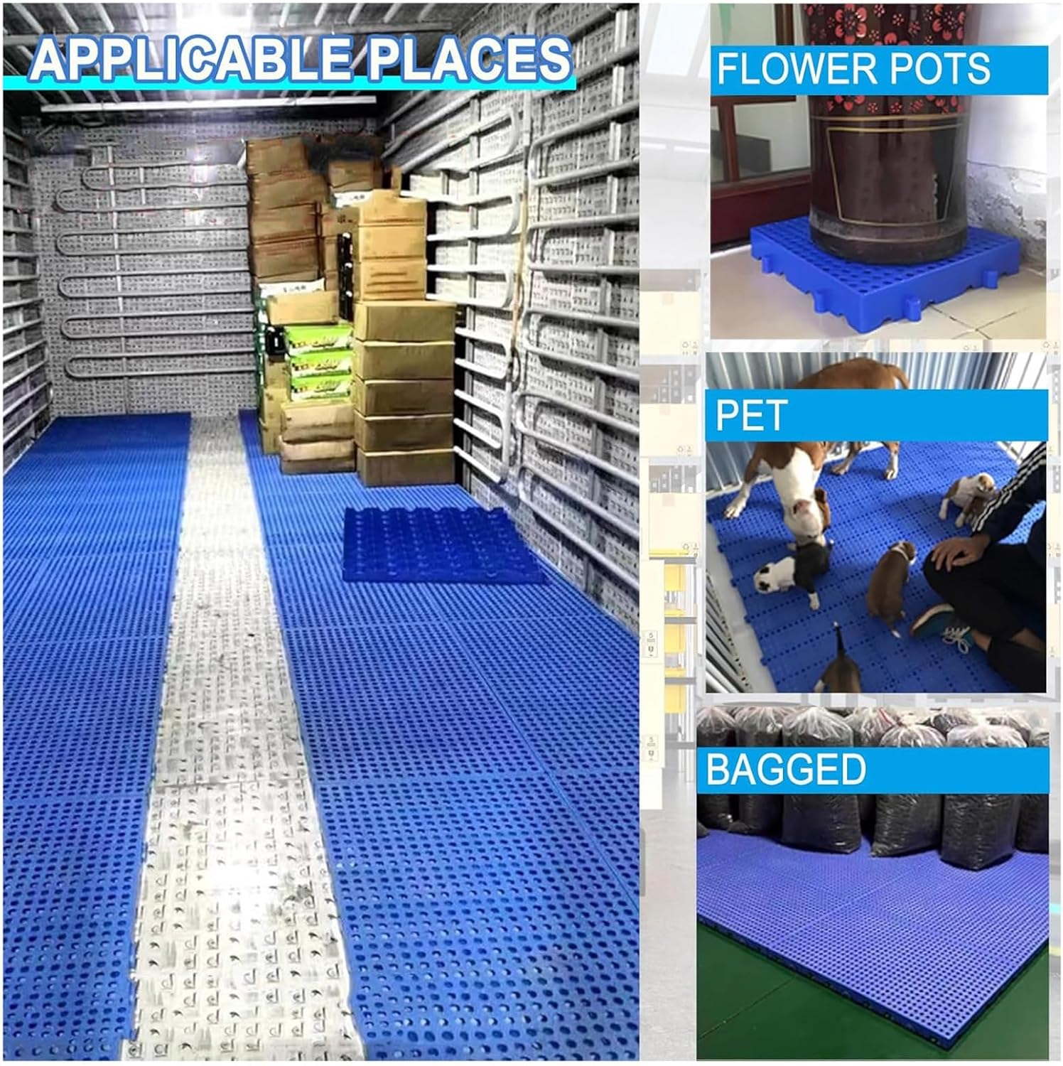 Plastic Pallets, Lightweight Moisture-Proof Floor, Water Proof Polyethylene Warehouse Pad, Grid Ventilation Pallet for Supermarkets, Gardens, Basement(60x40cm/24x16in)