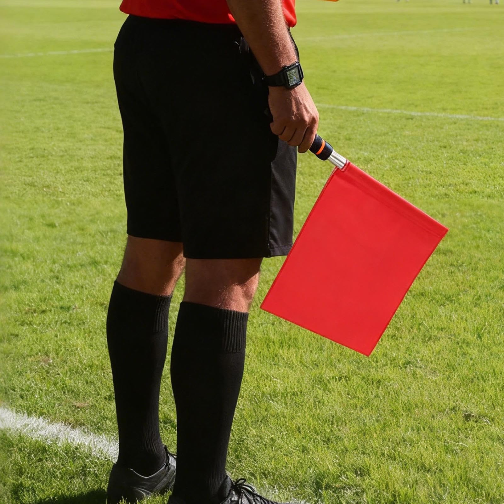 2 Bandiere per Arbitro di Calcio, Bandiera Rossa per Arbitro in Acciaio, Bandiere guardalinee per arbitri e assistenti, Bandiera Portatile per Eventi su Pista e Campo, Partite Sportive