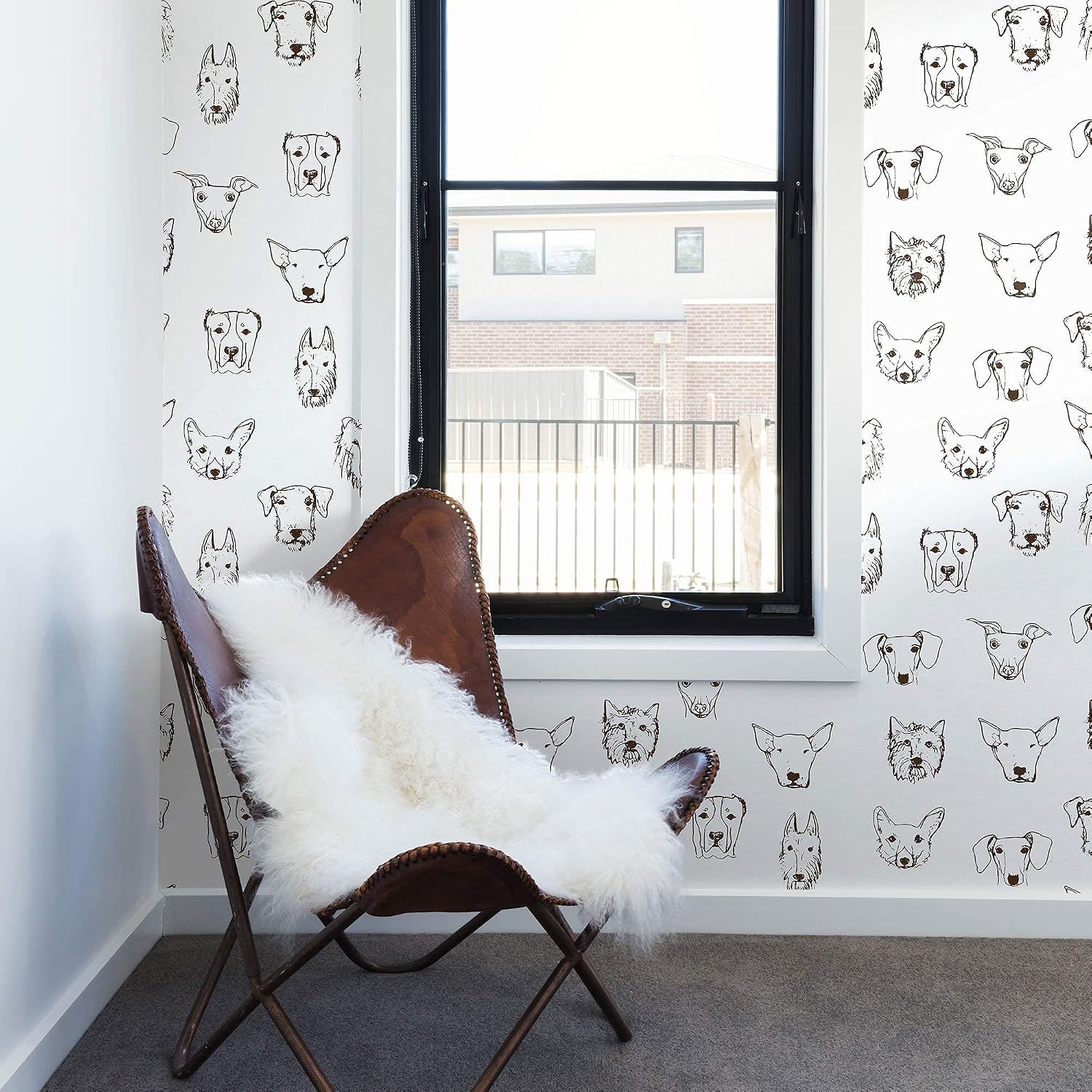 Walls By Me Peel and Stick White Dog Animal Removable Wallpaper 8280-2ft x 8.5ft (61x260cm)