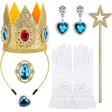 5PCS Princess Peach Accessories, Crown Headband/Earrings/Ring/Brooch/Gloves/Fairy Wand, Perfect for Hallowen Princess Cosplay Birthday Party