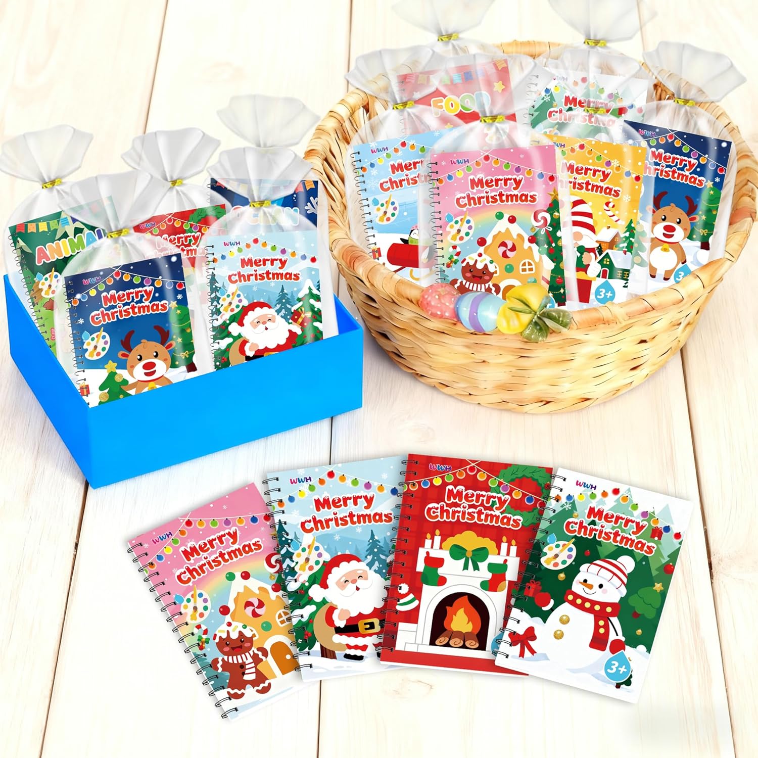 24 Pack Christmas Party Favors for Kids: Bulk Mini Water Coloring Books with 24 Water Cups, Stocking Stuffers Goodie Bag Fillers, Paint Art Crafts, Classroom School Prizes & Xmas Birthday Return Gifts - Image 4