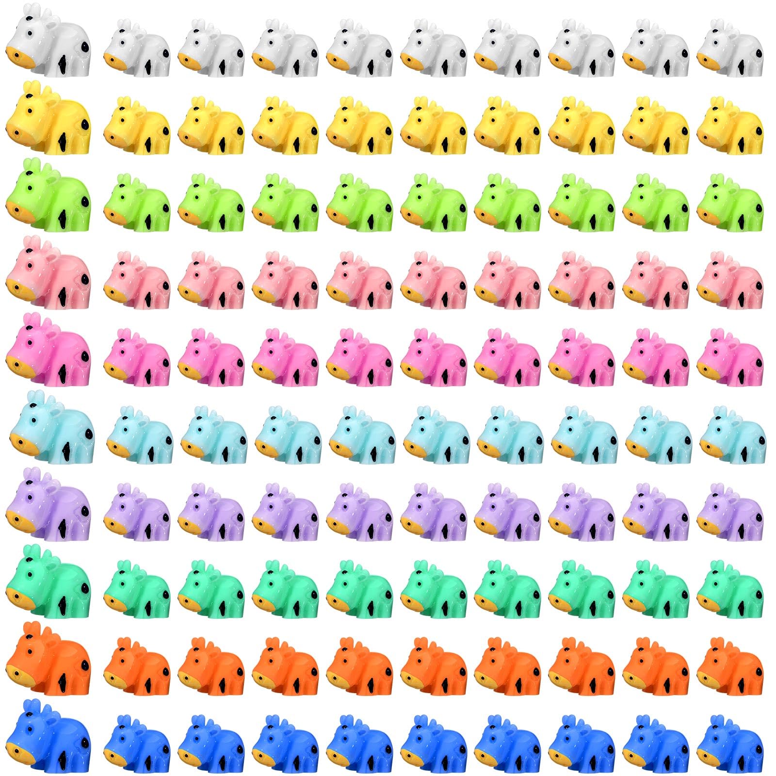 Liliful 200 Mini Resin Cows Bulk Small Plastic Cows Figurines Cute Miniature Cows Animals Figurines Ornament for Moss Landscape Decoration Dollhouse Garden DIY Crafts Accessories