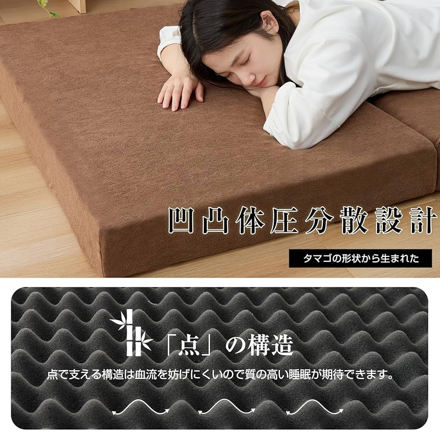 マットレス 折りたたみ 高反発 ダブル 敷布団 三つ折り 190N 硬め Amazon｜fuwawa ダブル 三つ折り マットレス 【硬め190N 厚さ