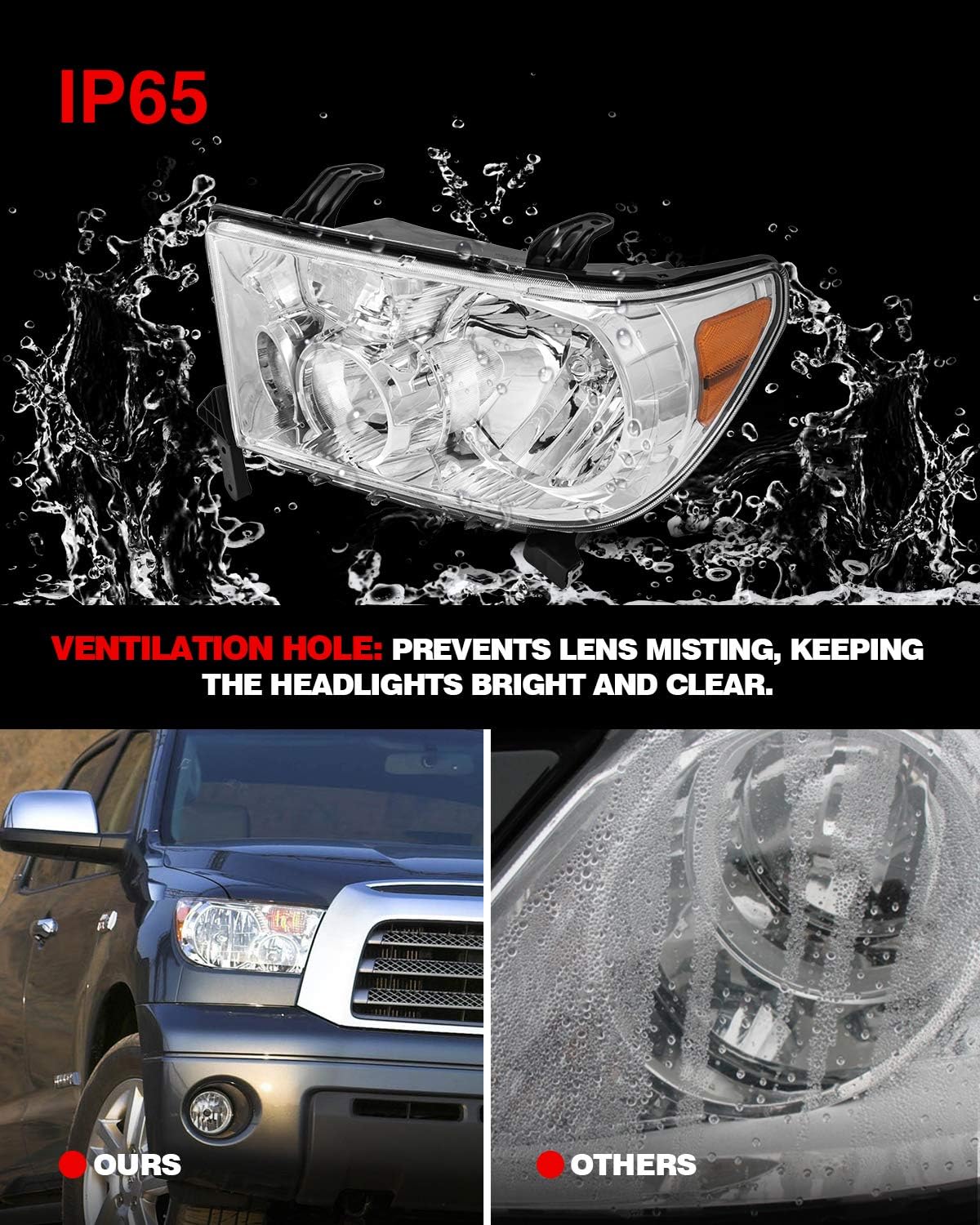 Nеw Dеаl Torchbeam Headlights Assembly Pair for Tundra Headlights 2007-2013 / 2008-2017 Sequoia Headlight Housing Chrome Amber Reflector Clear Lens Headlight Assemblies Set IP65 Waterproof
