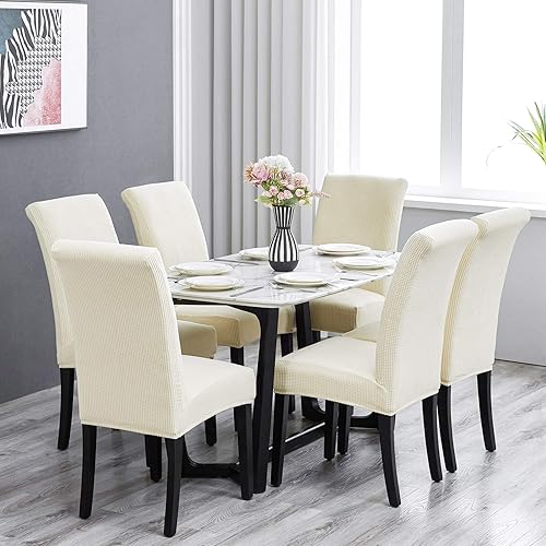 Miniatura 2 de Howhic - Juego de 6 fundas elásticas para sillas de comedor, fundas para sillas de comedor lavables y removibles, fundas para sillas de comedor