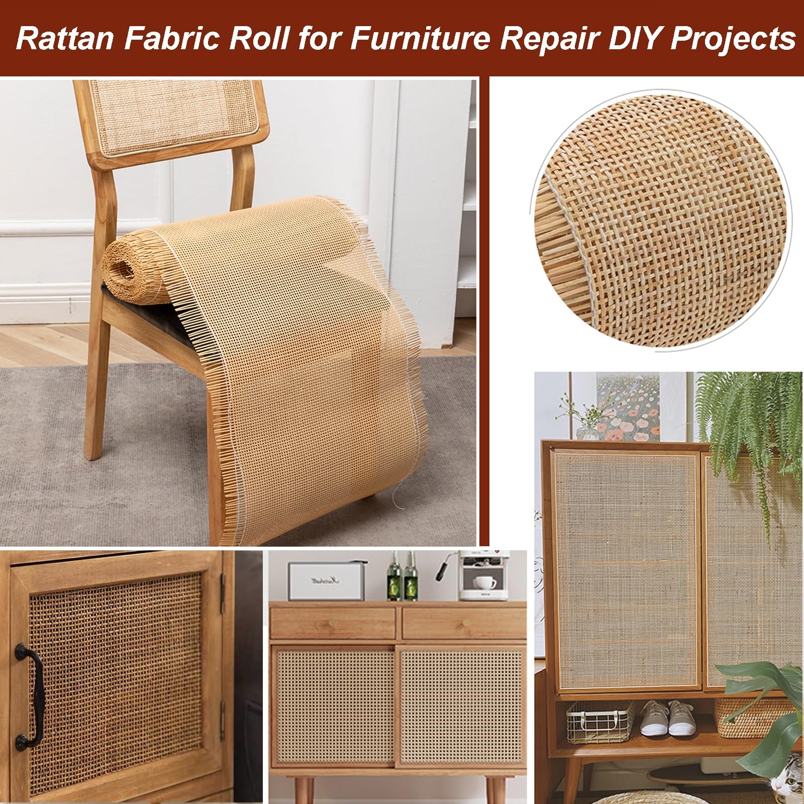 35-100cm Larghezza Paglia di Vienna al Metro, Fettuccia Rattan Rotolo Naturale Fatto a Mano,1 Rotolo di Tessuto in Rattan Rete in Vimini per Riparazione di Sedie Armadio Mobili(35cmx3m)