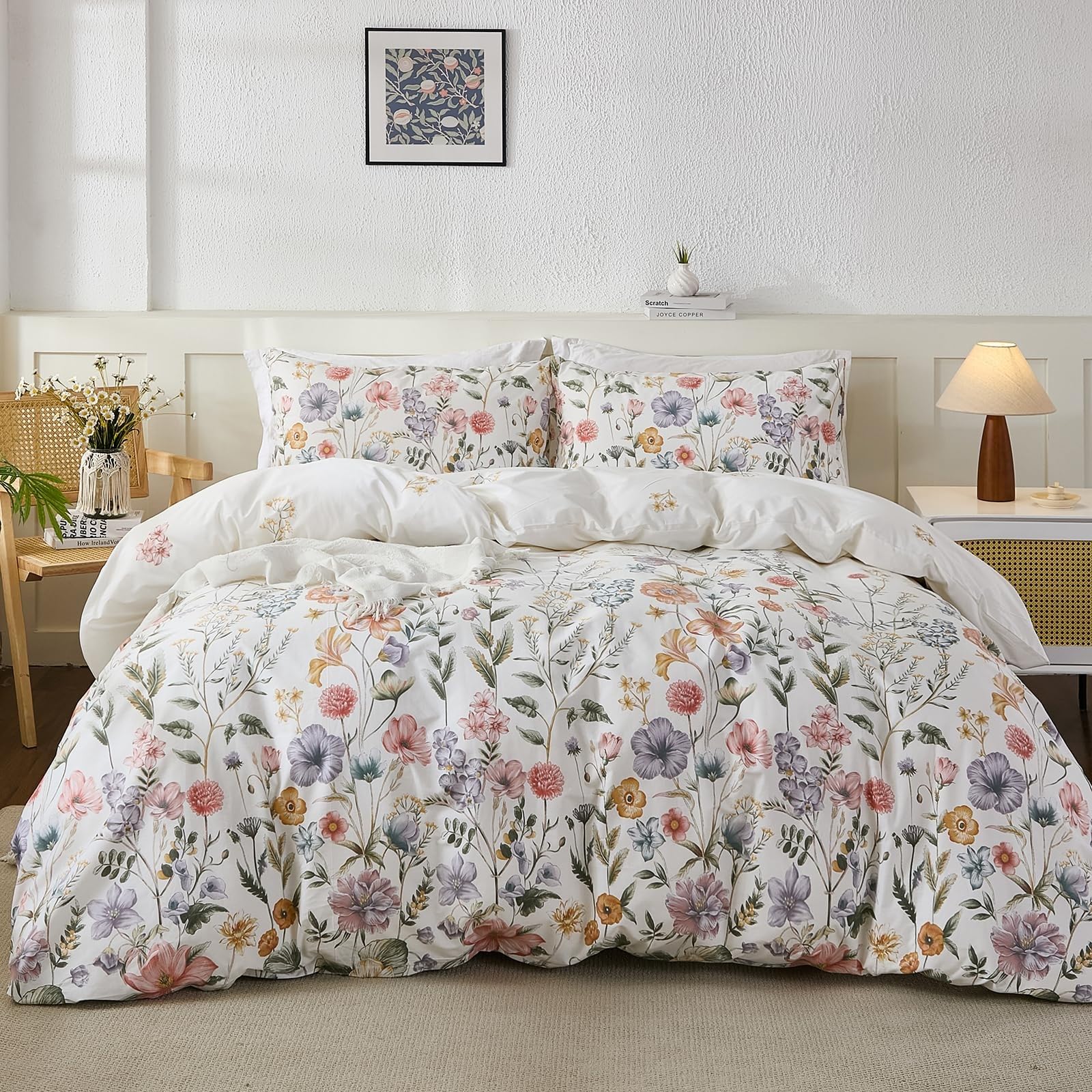 Funda Nordica Cama 105 Floral Funda Nordica 150x200 Flores Conjuntos de Cama Estampado 3D con Cremallera Funda Nórdica Microfibra y 2 Funda de Almohada 50x75 cm