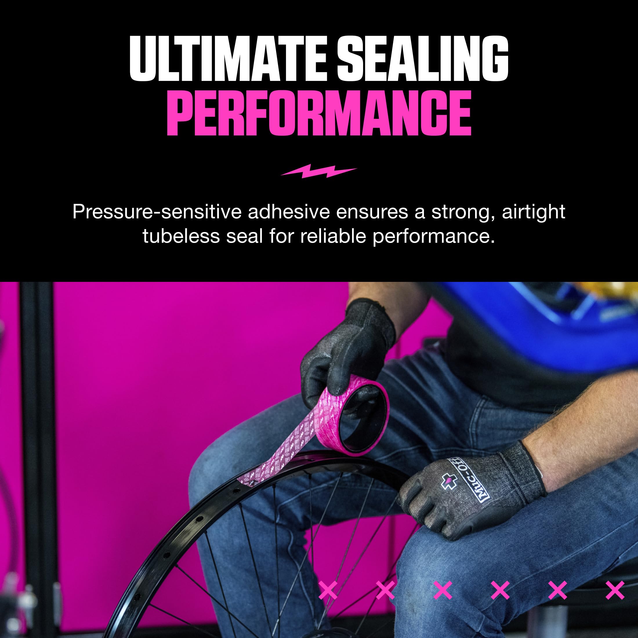 Muc-Off Tubeless Rim Tape, 30mm – Taśma do Opon Bezdętkowych – Taśma Tubeless 10-metrowa – Przylegająca Taśma do Obręczy do Rowerów MTB/Szosowych/Gravelowych