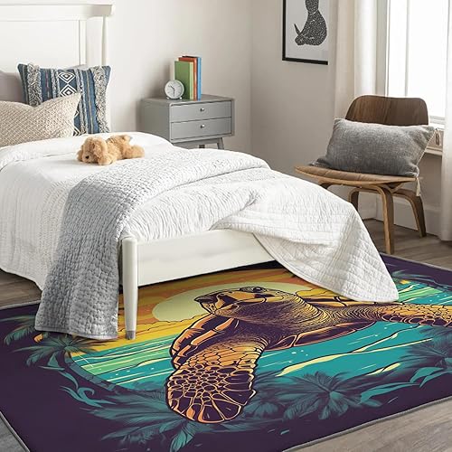 Miniatura 2 de Alfombras de tortuga marina para dormitorio, alfombra de tortuga marina y decoración del hogar, alfombra de 3 x 5 pies, alfombras de tortuga para