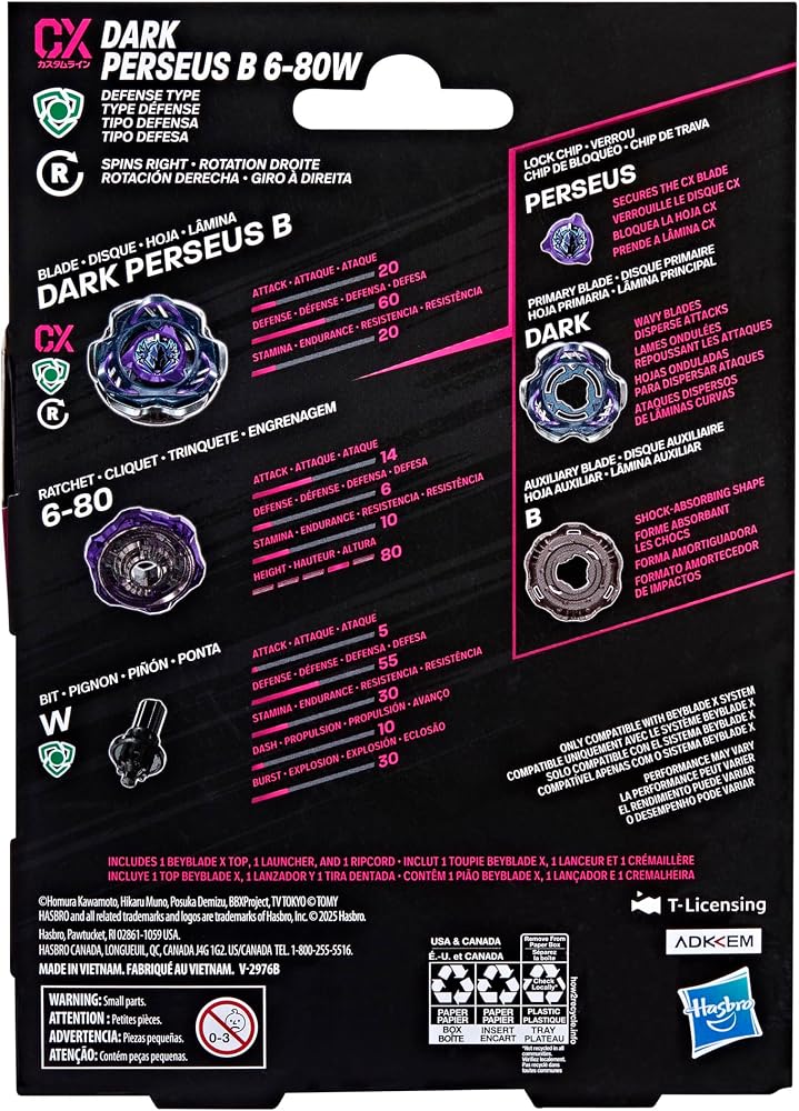 Beyblade X Dark Perseus B 6-80 W CX – Starter Set Défense Avec Lanceur – Takara Tomy Authentique