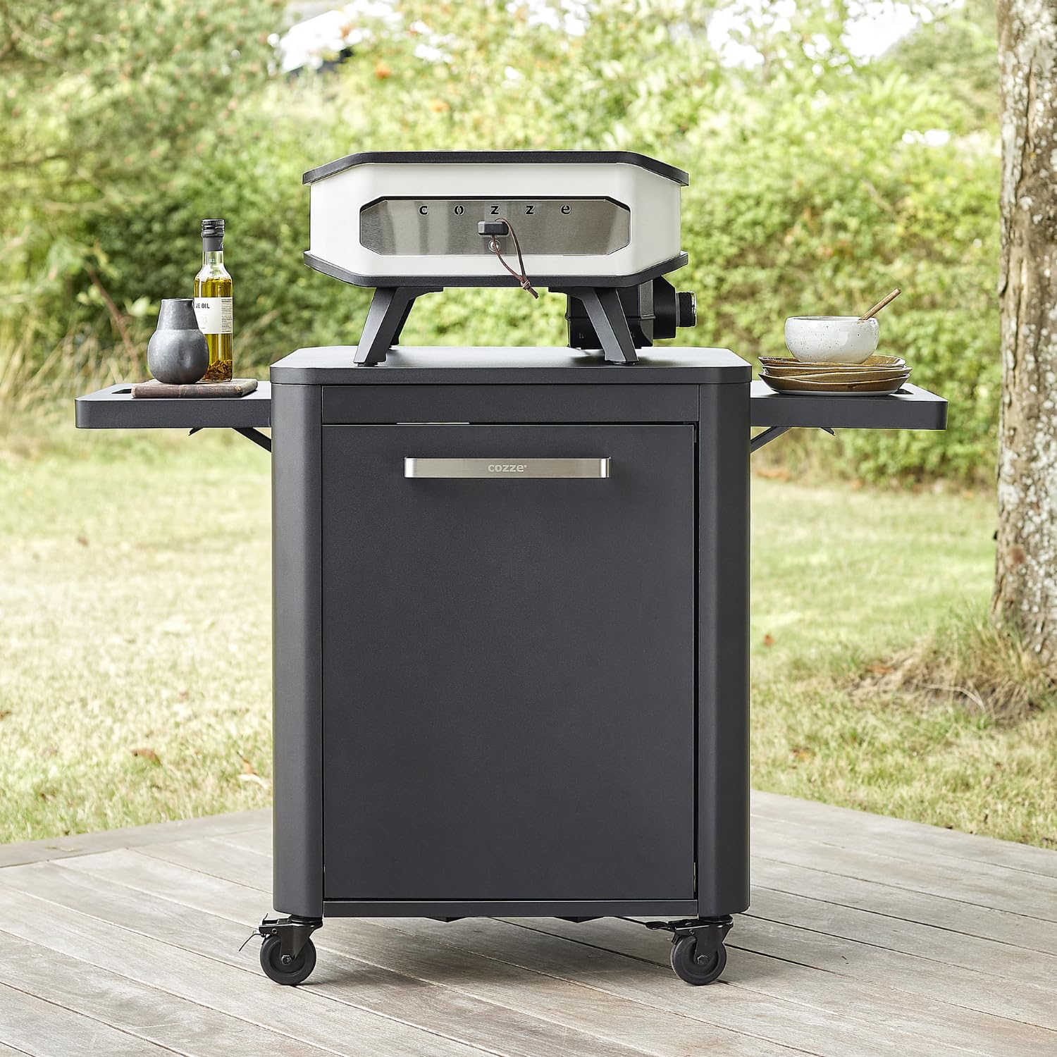 cozze Table roulante pour plancha 640 en Acier Inoxydable/Noire, Noir, 62.5 x 81.5 x 22.5 cm