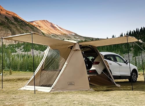 Miniatura 7 de KAMPKEEPER Tienda de campaña para automóvil SUV, toldo para portón trasero para camping, vehículos, tiendas de campaña, viajes al aire libre Negro