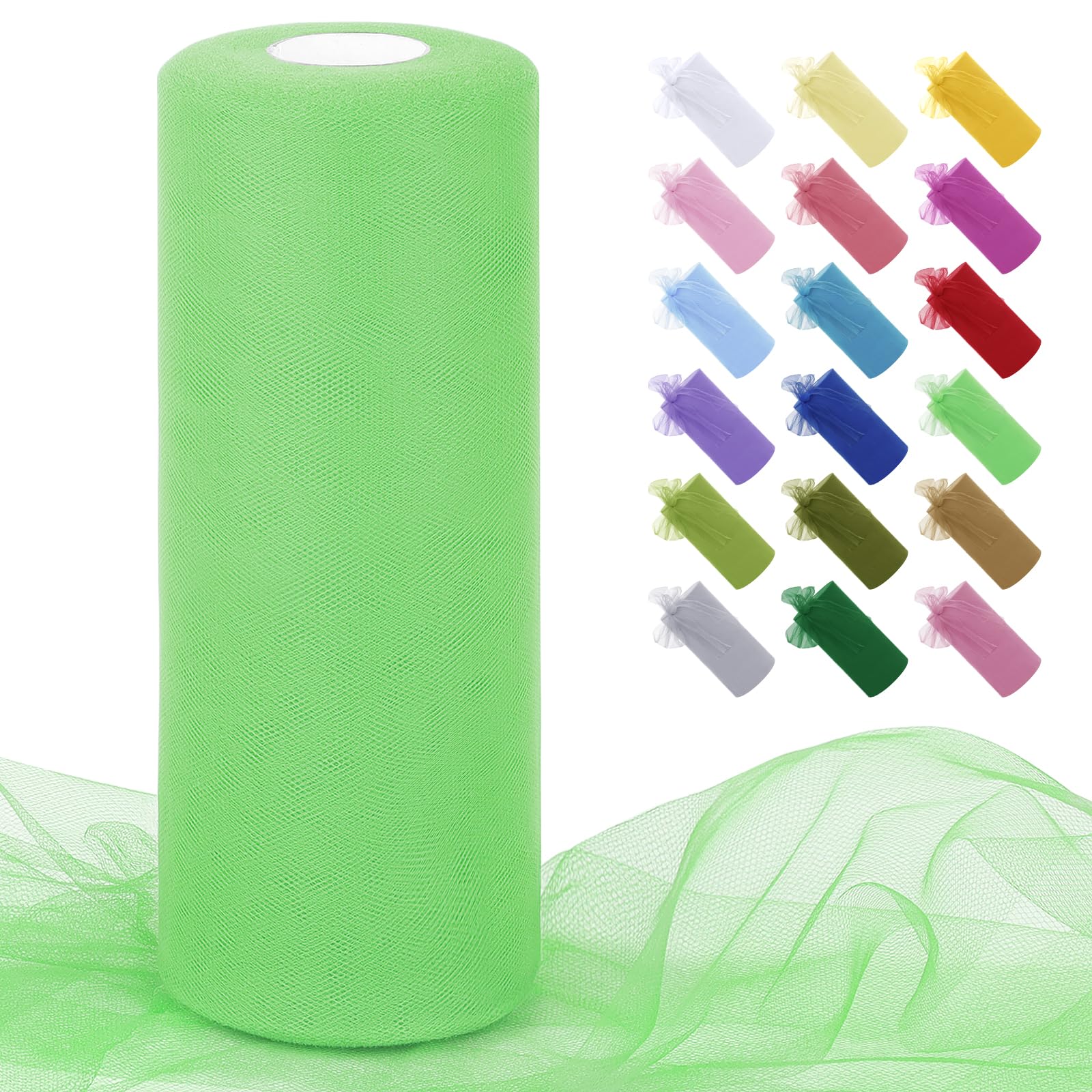Uiopa Mint Green Tulle Fabric Roll 30cm x 91m Polyester Netting Fabric Mesh Tulle Ribbon for Tutu Skirts, Gift Wrapping, Birthday/Party/Wedding Decoration, DIY Projects