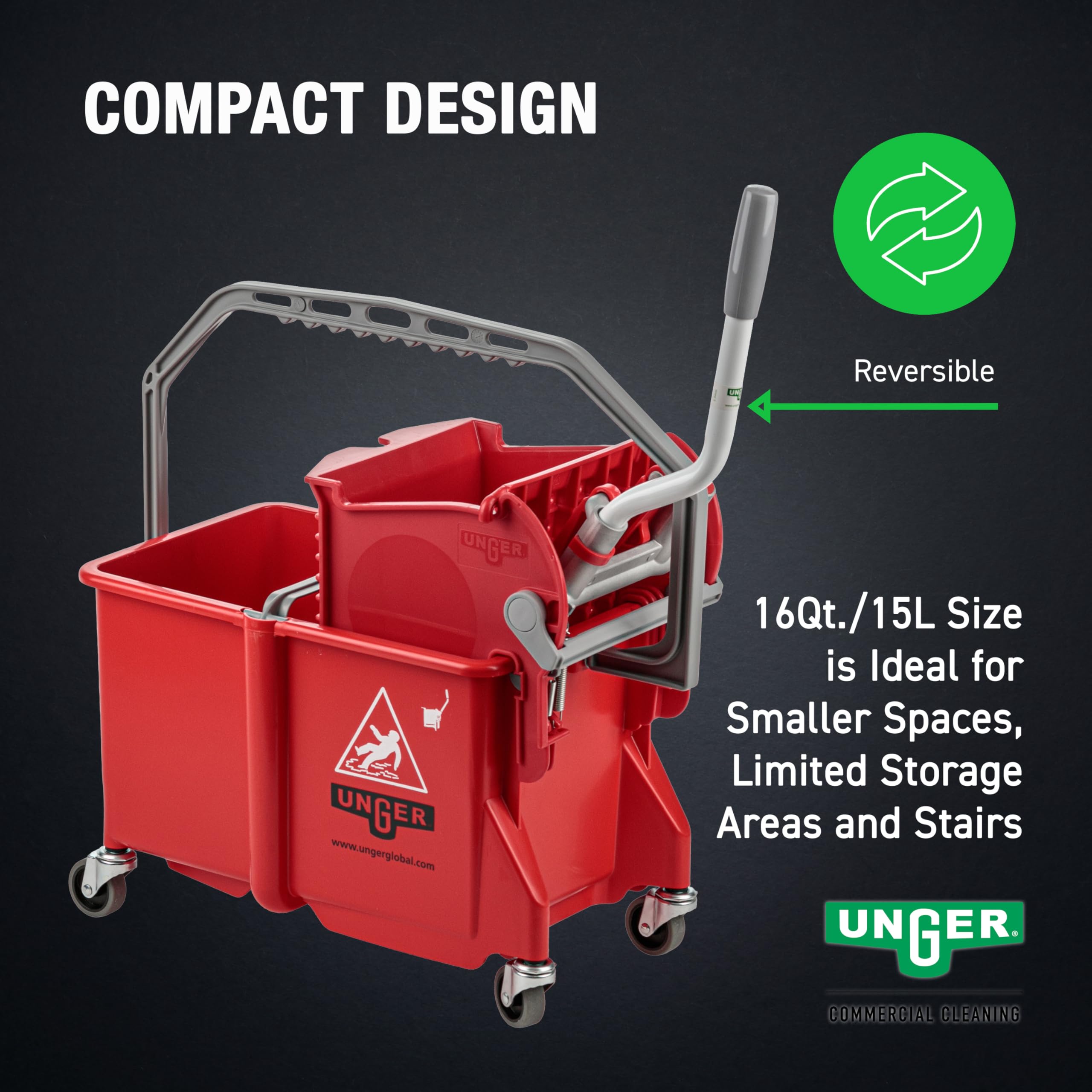 Unger 4 gallon cubo de fregar side-press baño Combo en rojo