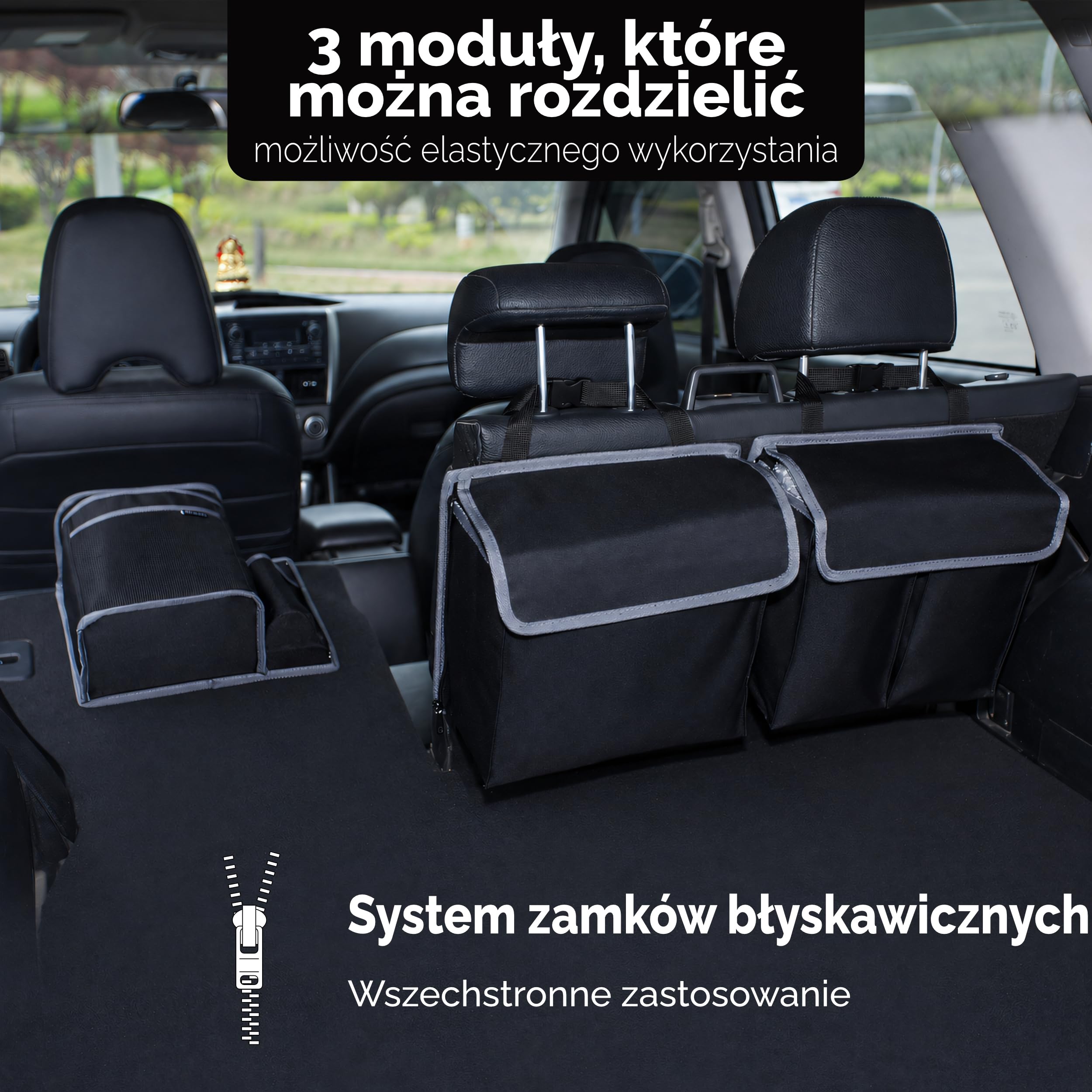 Vicera Organizer do bagażnika samochodowego z rzepem • torba do bagażnika z dzielonymi modułami i zintegrowaną torbą chłodzącą • do przechowywania i przechowywania