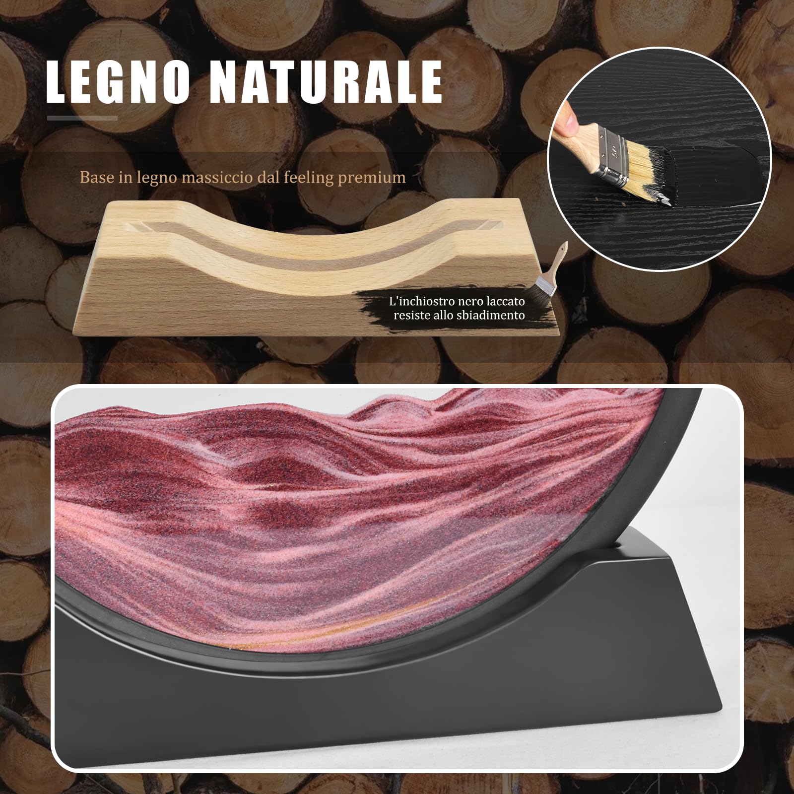 Wai Danie Pittura di Sabbia Che Scorre Quadro Sabbia Movimento sabbia dinamica 3d Hourglass Deep sea Sandscape Display Decorazioni per la Casa e l'ufficio Giocattoli da Scrivania (caramello, 12'')