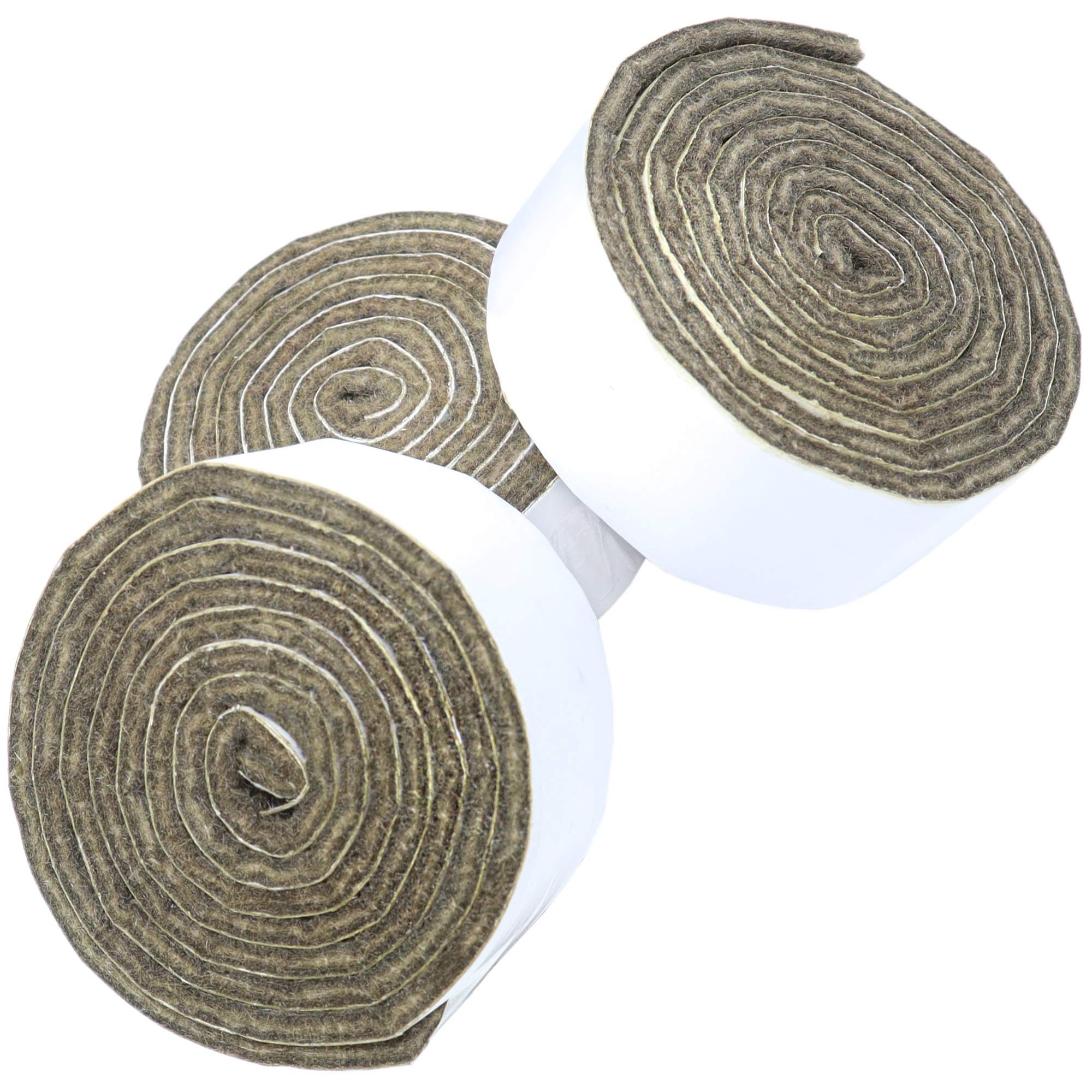 Adsamm® / 3 x self-adhesive Felt Strips/Brown / 1.14x39.37'' (29x1000 mm) / rectangular / 0.138'' / 3.5 mm thick stick-on furniture felt glides/Furniture & Chair Glides