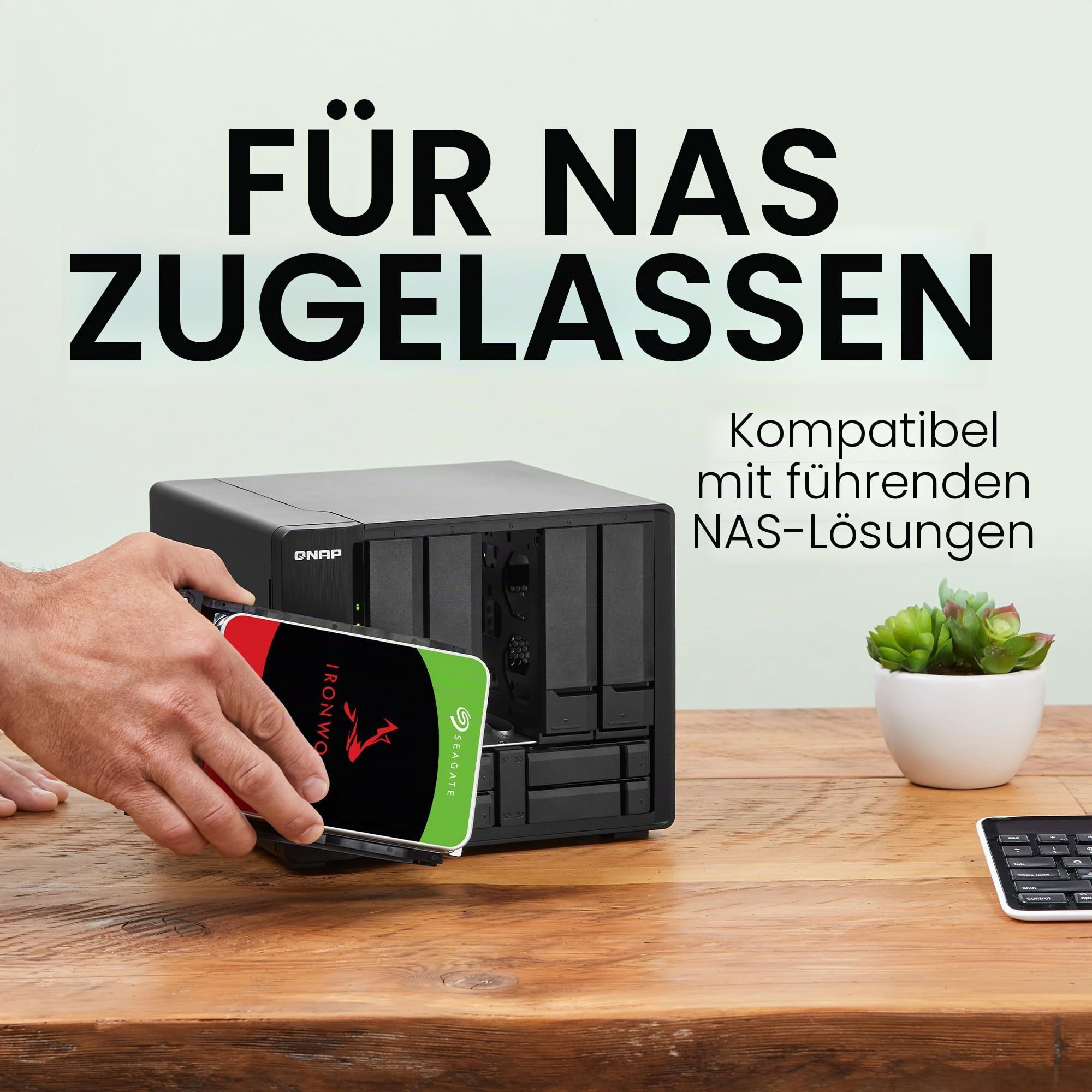 Seagate IronWolf 6 TB HDD, NAS interne Festplatte (8, 9 cm (3, 5 Zoll), 7200 U/Min, 256 MB Cache, SATA 6 Gb/s, silber) Modellnr.: ST6000VN001