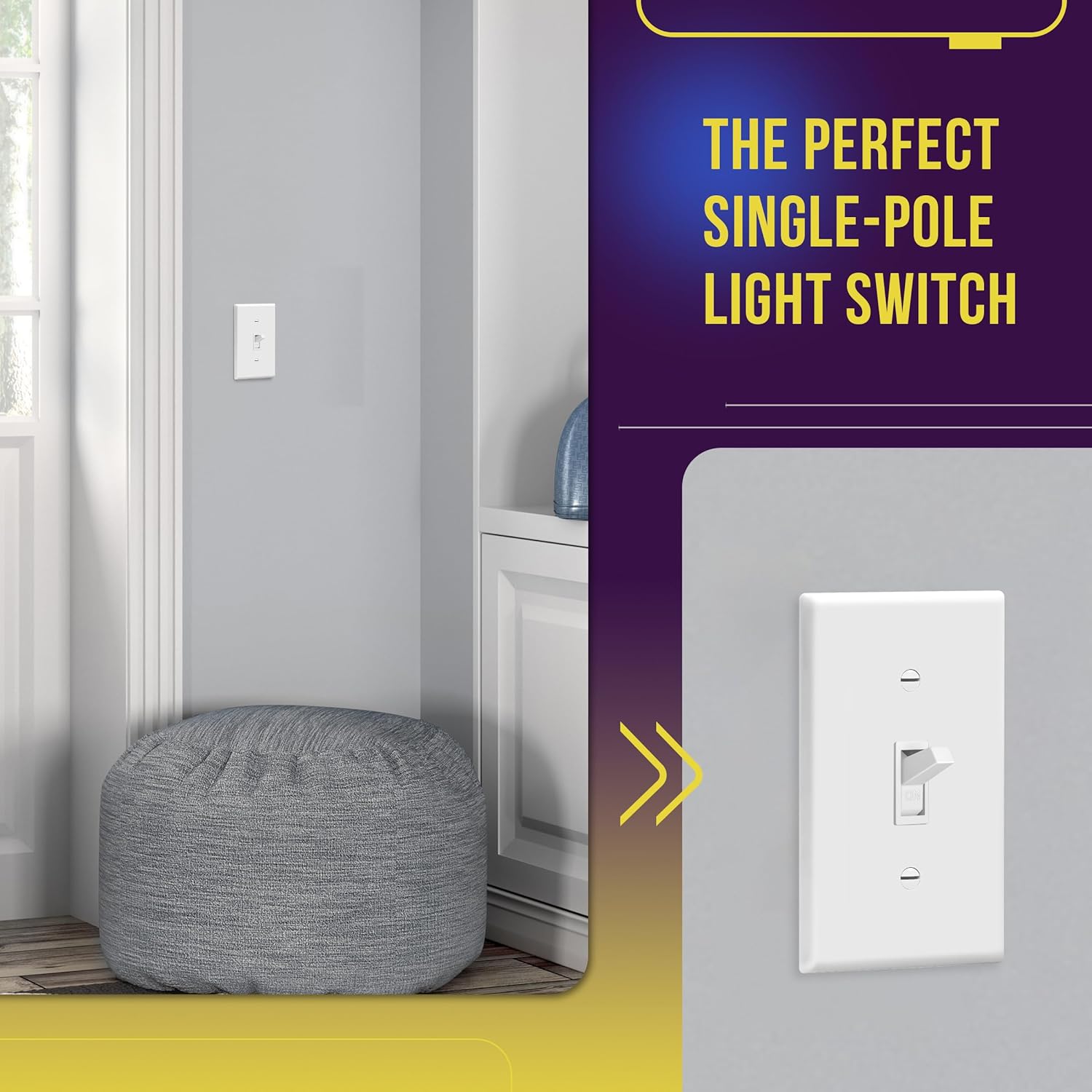 ENERLITES Toggle Light Switch with Wall Plate, Single Pole, 15A 120-277V, Grounding Screw, Residential Grade, UL Listed, 88115-WWP-20PCS, White, 20 Pack