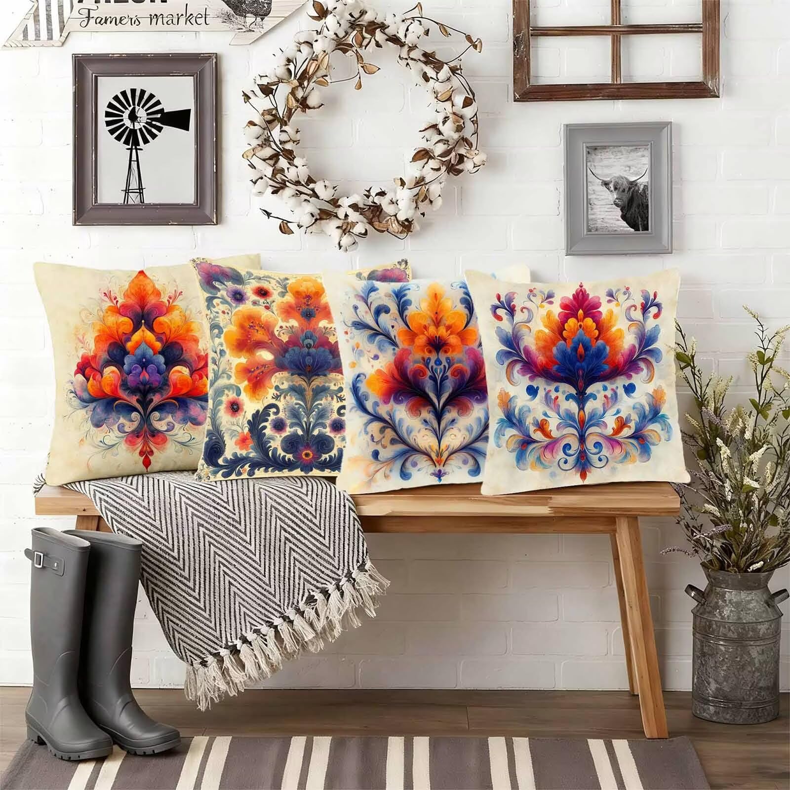 Beżowa poszewka na poduszkę 60 x 60 cm, zestaw 4 sztuk, wodoszczelna, lniana poszewka na poduszkę, na sofę, nadruk HD, kwadratowa poduszka dekoracyjna do pokoju, dekoracja salonu, z ukrytym zamkiem