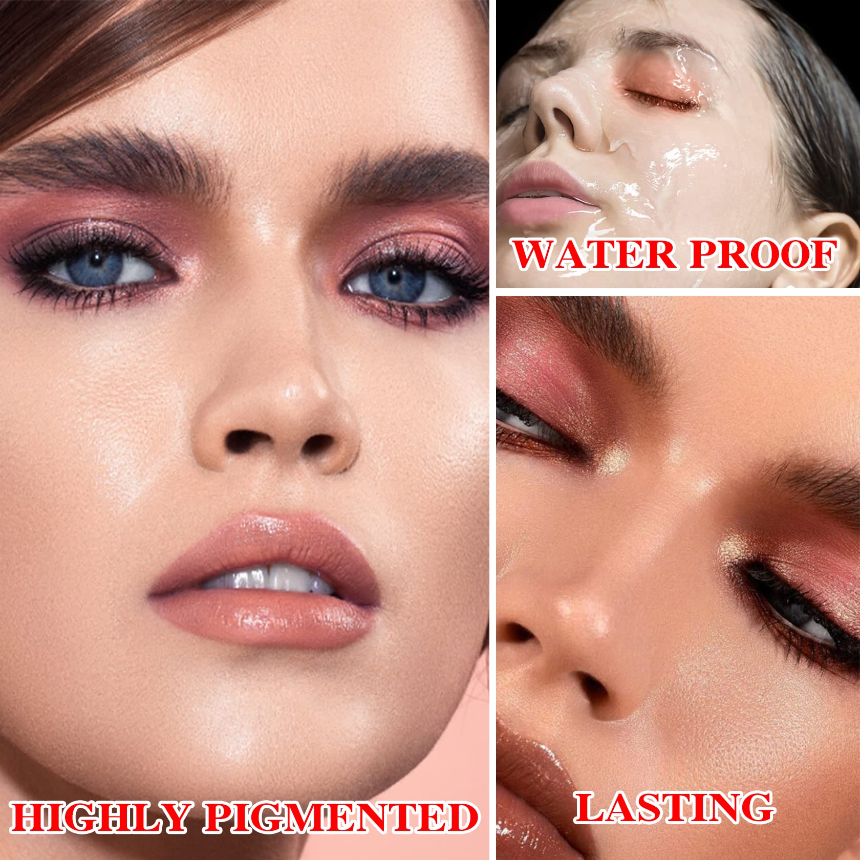 12 Nude-Lidschatten-Palette, matt, schimmernd, nackte Lidschatten-Palette, natürlicher Blitz, wasserfest, langlebig, professionelle Make-up-Palette mit Pinsel (matt)