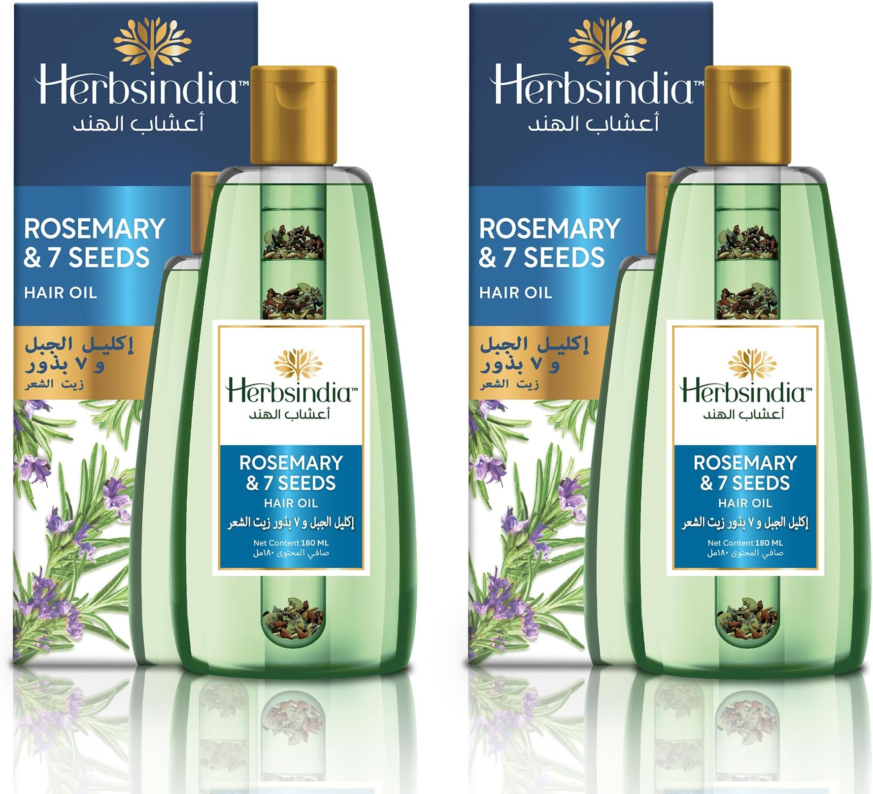 Herbsindia Rosemary & 7 Herbal Seeds Hair Oil With Nourish Tube | Makes Hair Longer & Shinier | Silicone & Paraben Free | 180ml (Pack of 2)