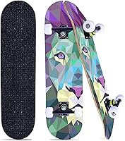 Vista 8 de Patinetas para principiantes, niños, niñas y adultos, 31 x 8 pulgadas, patineta Pro completa, 8 capas de madera de arce, cóncava de doble patada