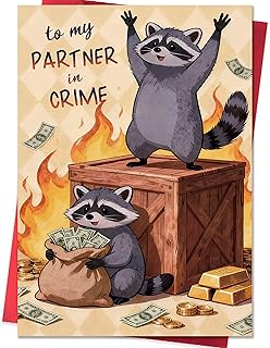 IDU Funny Valentines Day Card,Valentines Day Cards Gifts for Him Her,Valentines Day Card for Husband Wife Boyfriend Girlfriend Fiance Fiancee Men Women with Cute Raccoon Design