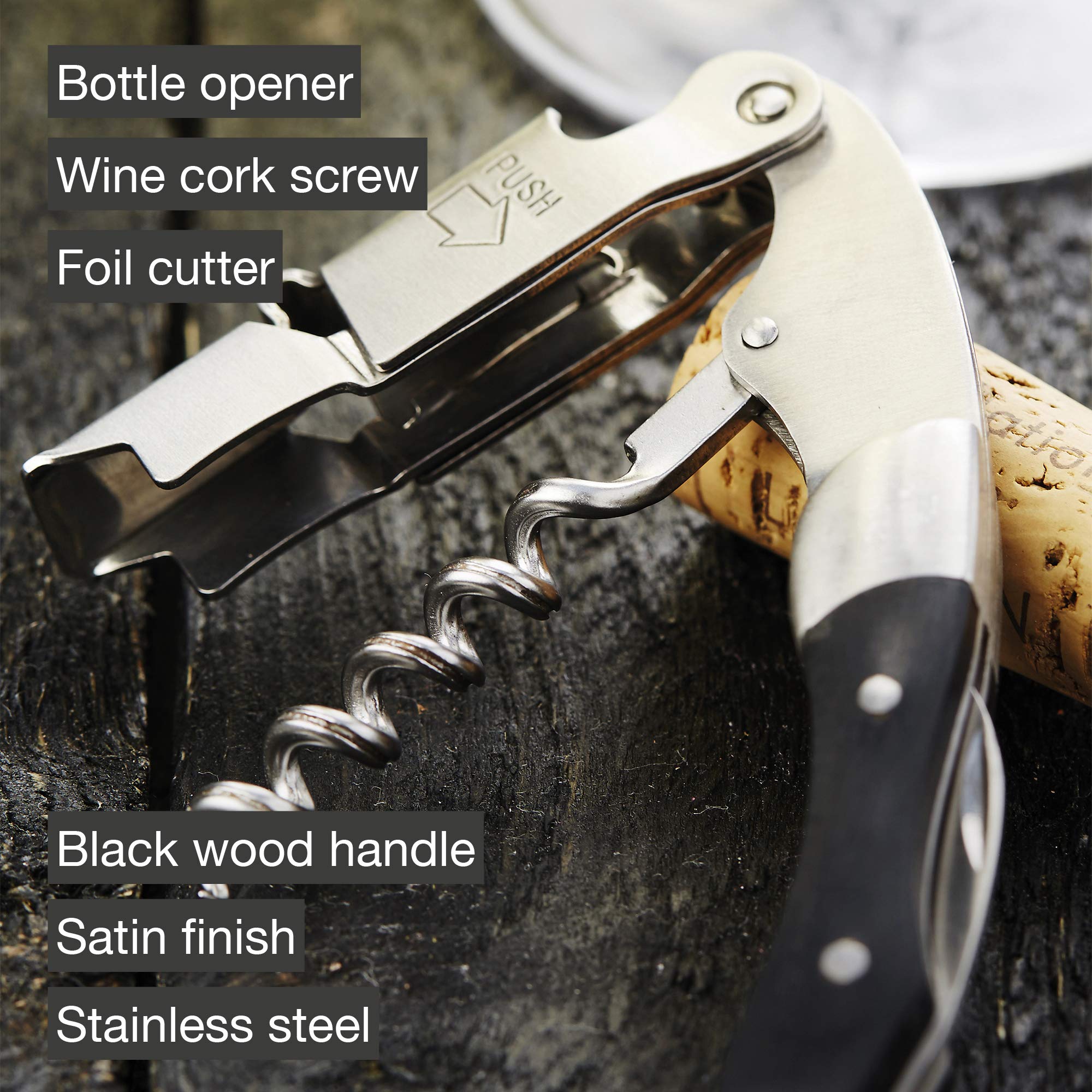 Cavatappi A Forma Di Gatto - Coltello Da Cameriere Con Apribottiglie E Tagliafogli - Foto 12