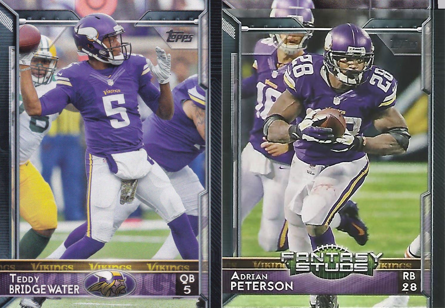 Minnesota Vikings 2015 Topps NFL Football Complete Regular Issue 16 Card Team Set Including Cordarrelle Patterson, Adrian Peterson, Teddy Bridgewater and More