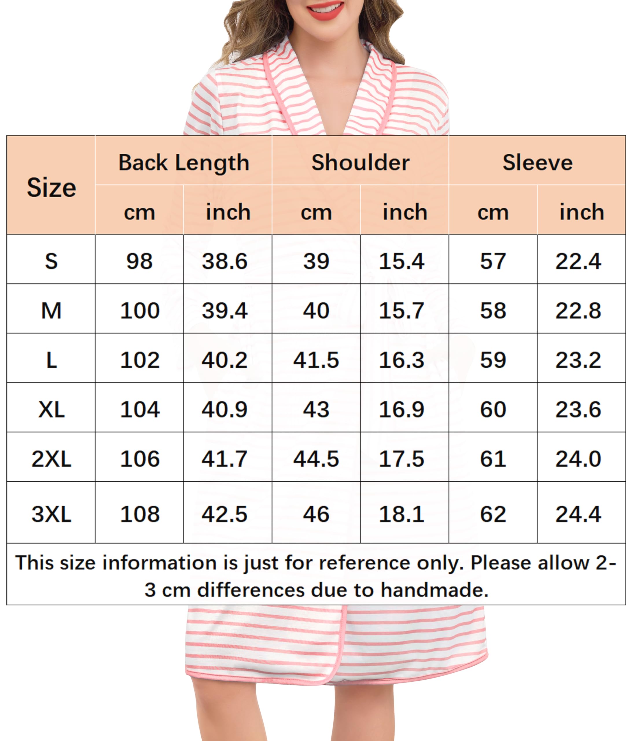 Vlazom Albornoz Kimono para Mujer de Algodón - Rayado, Manga Larga, Ligero con Bolsillos - Ropa de Casa y Loungewear Cómodo Tallas S-3XL