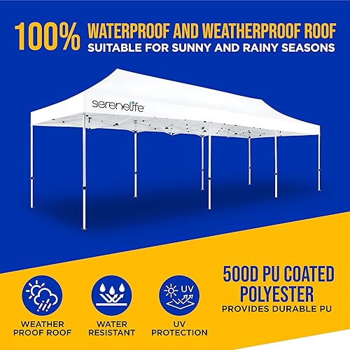 Miniatura 4 de SereneLife Tienda de campaña comercial desplegable de 10 x 30, refugio desplegable instantáneo, tienda de campaña de poliéster impermeable con
