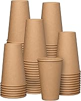 Vista 8 de GUSTO [100 vasos de papel kraft desechables, tazas de café caliente marrón sin blanquear, tazas ecológicas (20 onzas, Kraft)