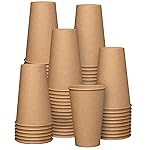 GUSTO [100 Count Kraft Disposable Paper Cups, Hot Coffee Cups Brown Unbleached - Eco-Friendly Cups (16 oz. - Kraft)