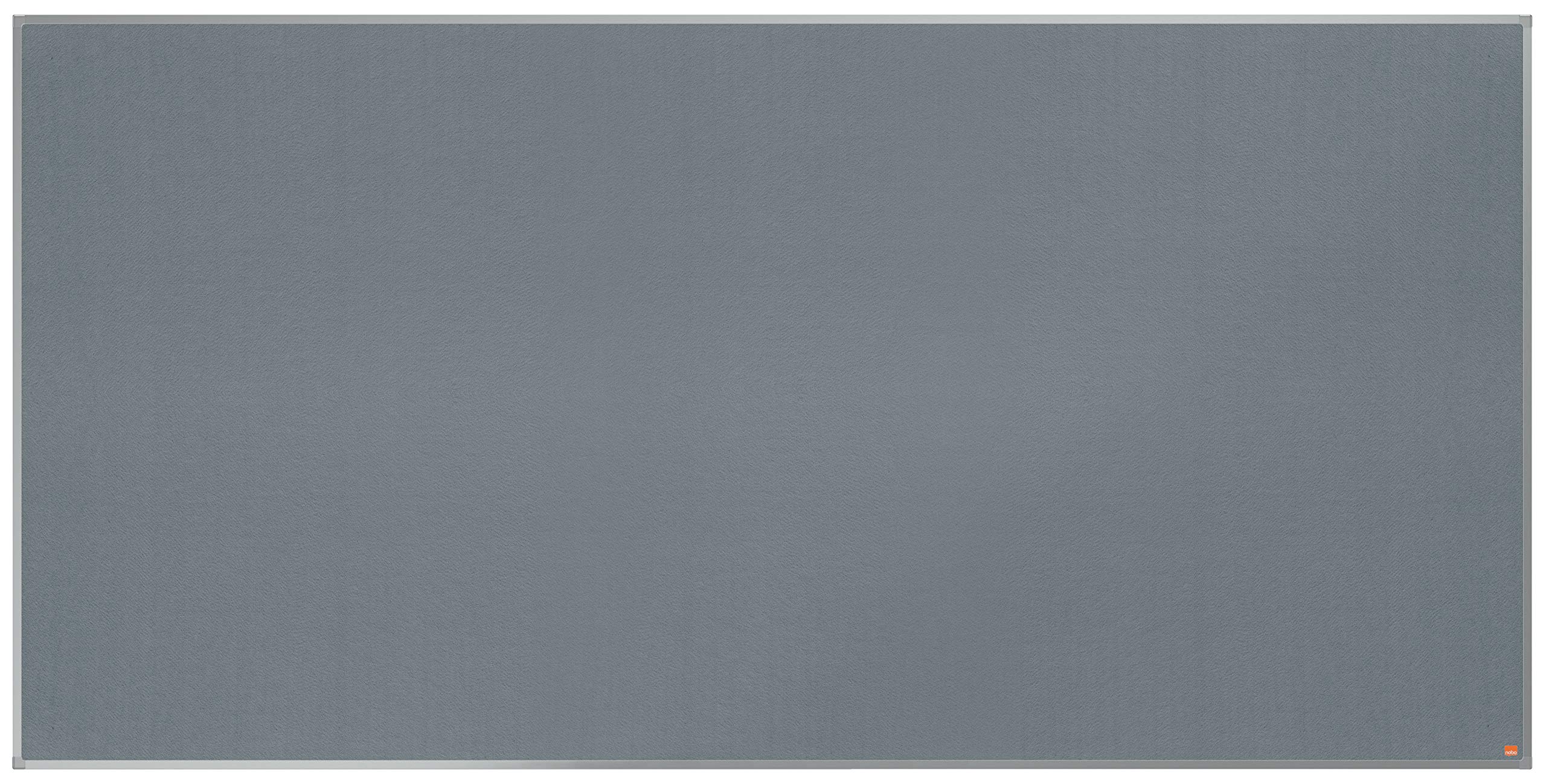 Tablica ogłoszeniowa z filcu Nobo, 2400 x 1200 mm, aluminiowa rama, narożny montaż ścienny, seria Essence, kolor szary, 1915441