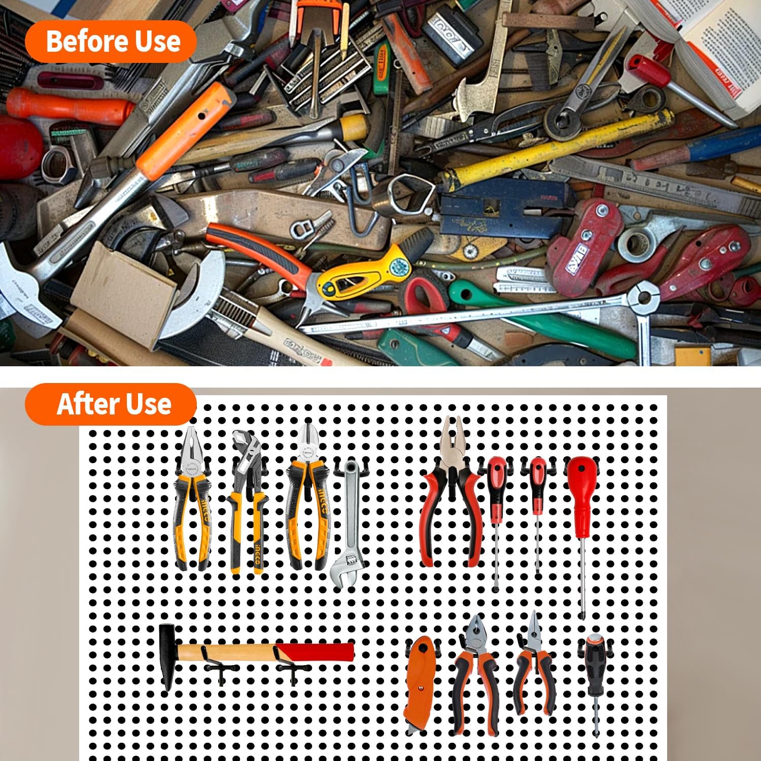 66 Piece Heavy Duty Pegboard Hooks Set,2/4/6 Inch Organizer Kit for Garage & Workshop – Fits 3/16″ Holes on 1/4″ Thick Boards