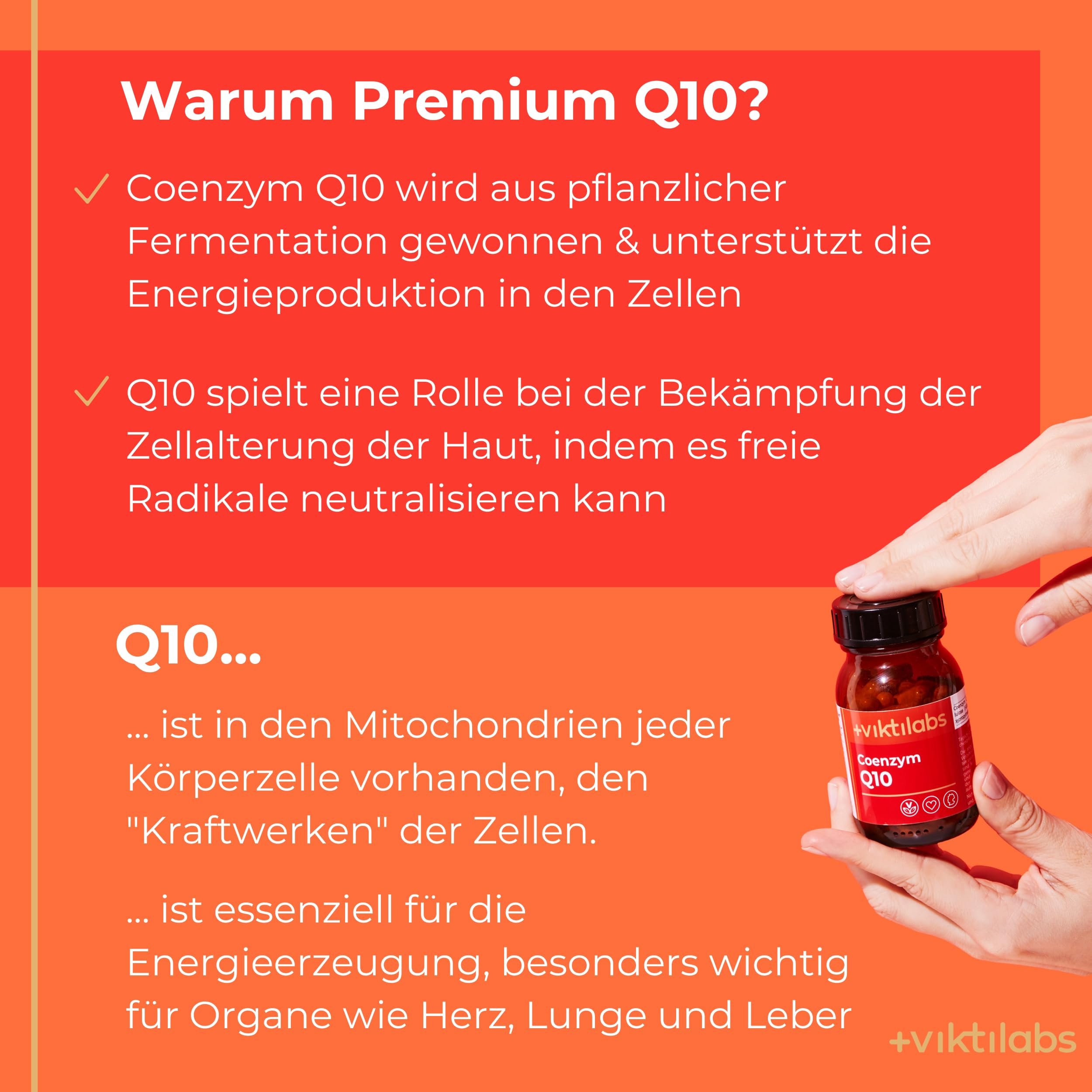 Coenzym Q10 Kapseln mit Ubichinon - hochdosiert - gewonnen durch pflanzliche Fermentation - 60 vegane - ohne Zusatzstoffe
