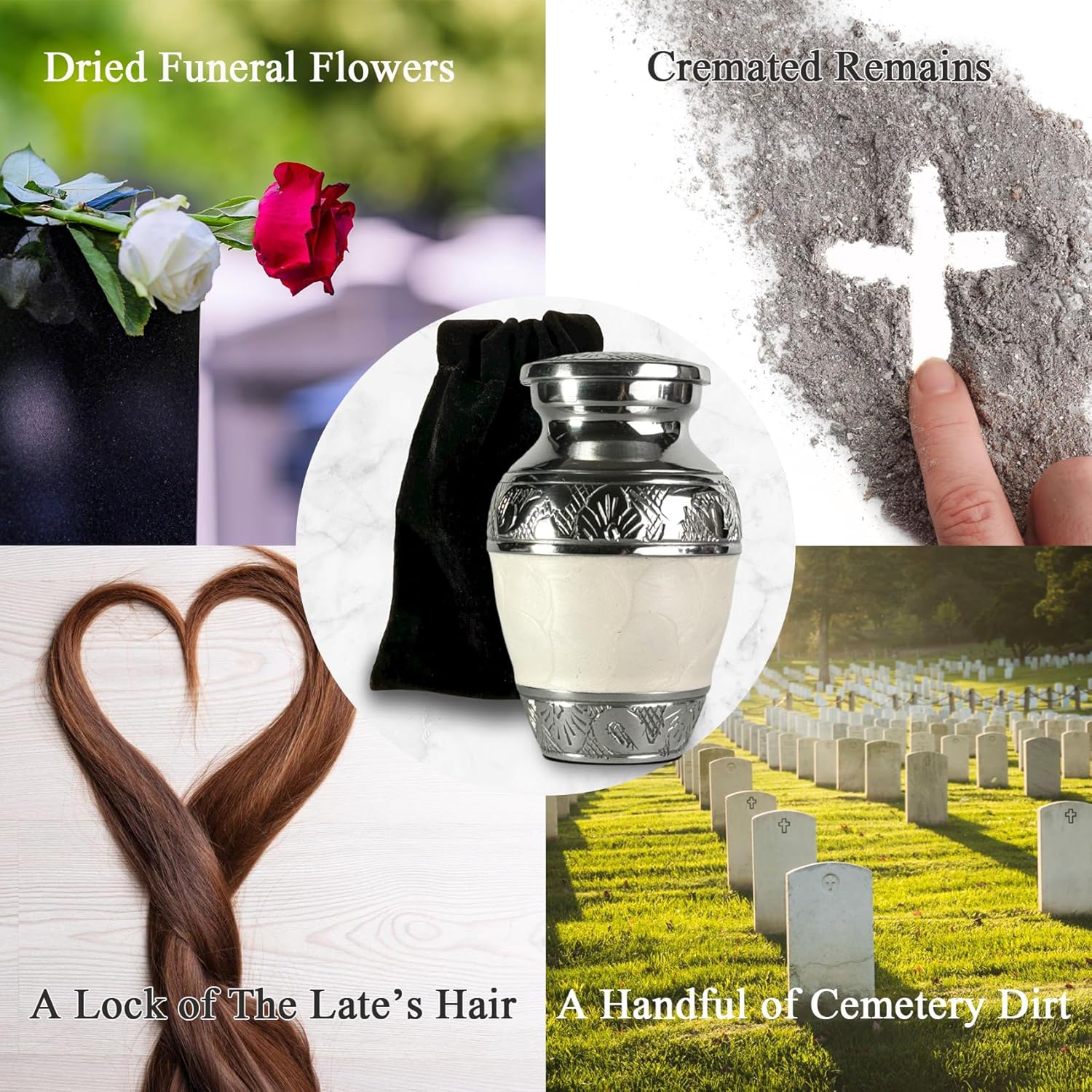 Small Urn for Human Ashes Keepsake – Mini Urn for Ashes – Handcrafted Pearl White Keepsake Urns – Elegant Memorial Ash Holder