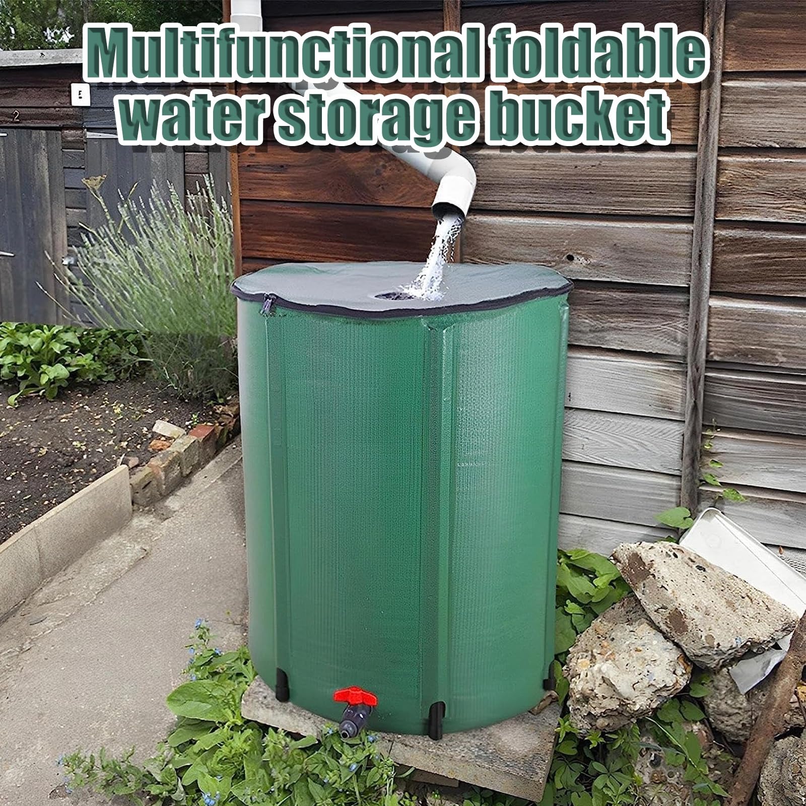 Depósito de almacenamiento de agua plegable portátil para jardín, colector de agua de lluvia con filtro para uso en exteriores y césped