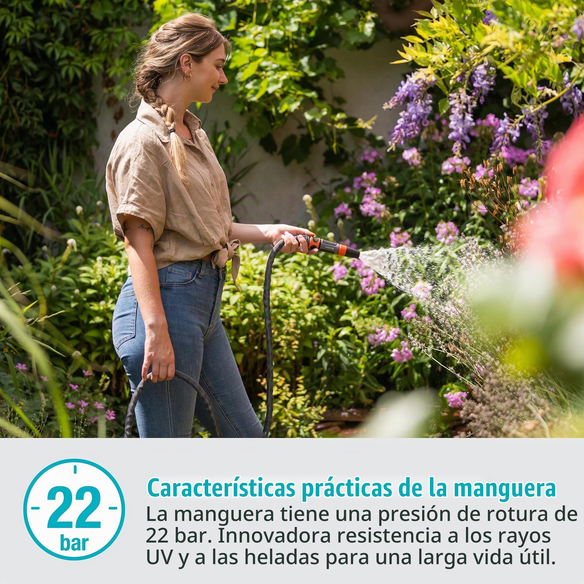 Gardena manguera textil Liano Life 1/2 pulgadas, 30m: Manguera de jardín de tejido textil muy flexible, con manguera interna de PVC, sin dobleces, ligera, resistente a la climatología (18457-20)